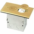 Newhouse Electric Floor Box Kit with 15 Amp TR Outlets, Brass 9800BR